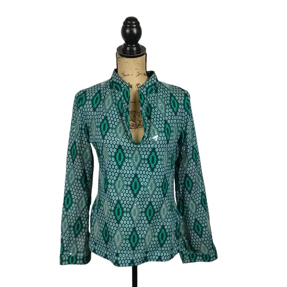 Tory Burch Top 21091121 Kelly Green/Navy Clear Sequins - Picture 9 of 9